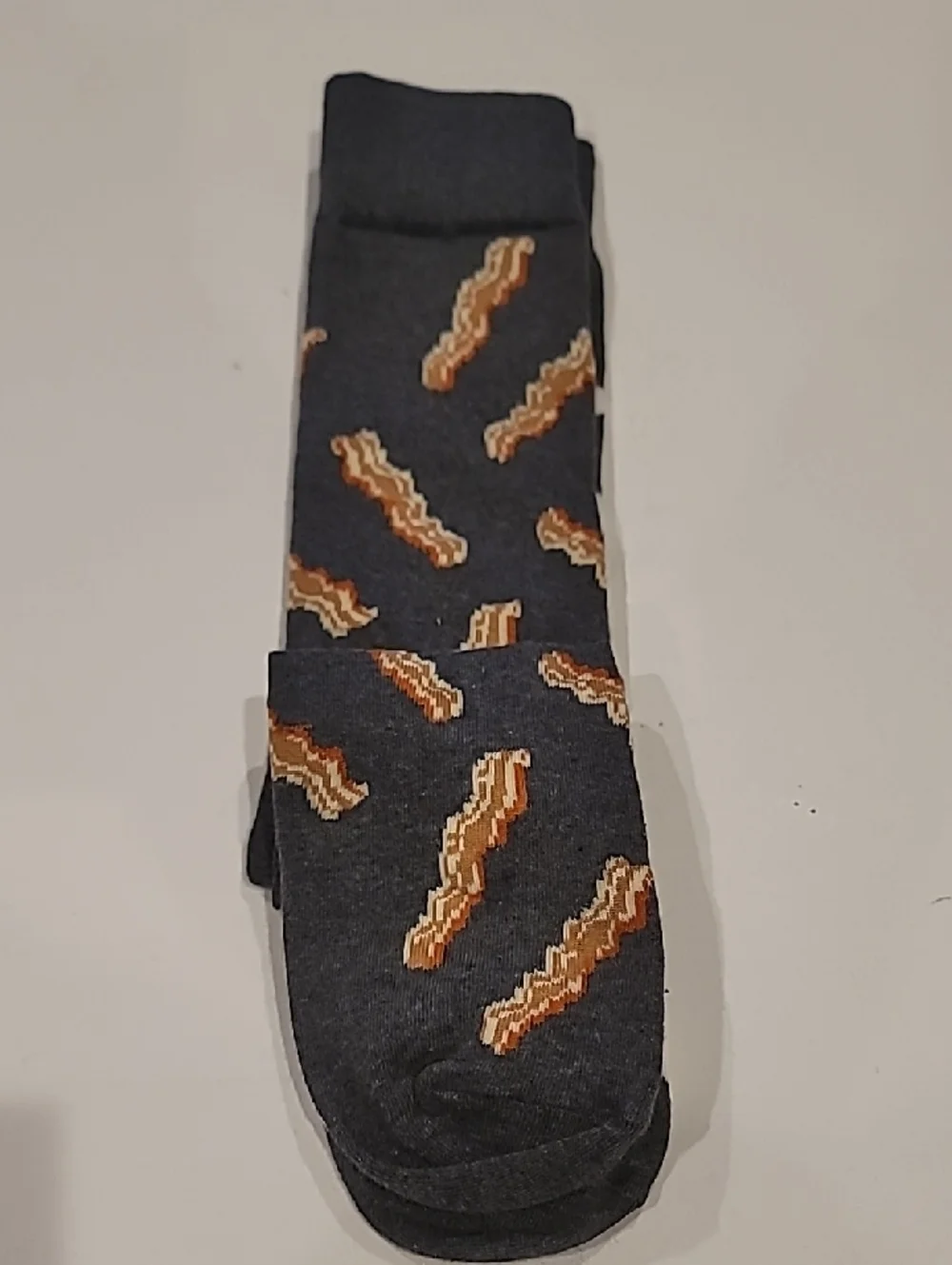 Old Navy Novelty Dark Gray Crew Socks with Egg & Bacon Motifs